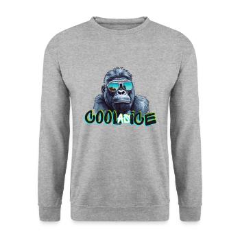 Cooler Gorilla - Unisex Pullover - Weißgrau meliert - Vorne - Alina (178cm) & Michal (187cm)