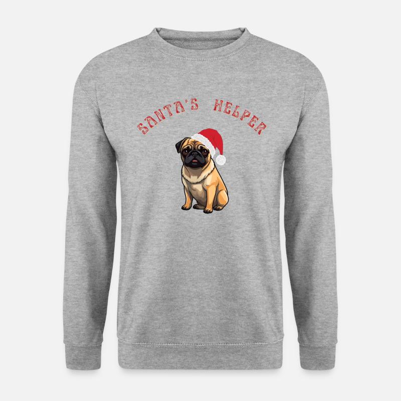 Mopshund Weihnachtsmuster - Unisex Pullover - Weißgrau meliert