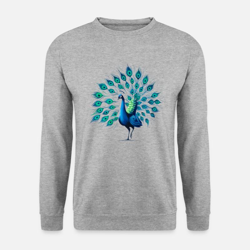 Pfau - Unisex Pullover - Weißgrau meliert
