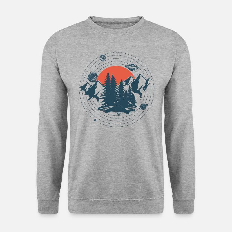 Planets And Mountains Graphic - Unisex Sweatshirt - salt & pepper