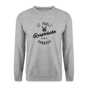 St. Pauli Hamburg Reeperbahn - Unisex Pullover - Weißgrau meliert - Vorne - Alina (178cm) & Michal (187cm)