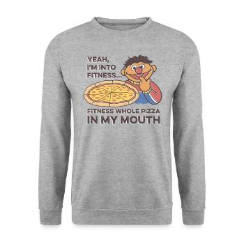 Sesame Street Ernie And Fitness Pizza - Unisex Sweatshirt - salt & pepper - Front - Alina (178cm) & Michal (187cm)