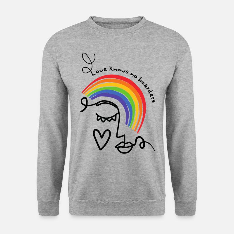 Pride Month Liebe Grenzen Regenbogen LGBTQ Queer - Unisex Pullover - Weißgrau meliert