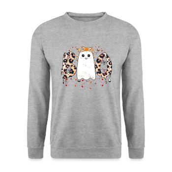 Boo Ghost, Boo Halloween, Kinder Halloween Geschenk, Boo - Unisex Pullover - Weißgrau meliert - Vorne - Alina (178cm) & Michal (187cm)