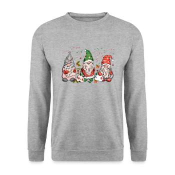 Cute Xmas Gnomes In Plaid Hats, Christmas Gnomes - Unisex Sweatshirt - salt & pepper - Front - Alina (178cm) & Michal (187cm)