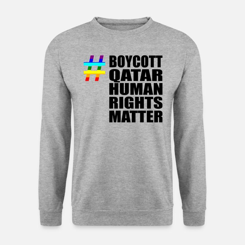 Boycott Qatar Katar Human Rights Matter Spruch - Unisex Pullover - Weißgrau meliert