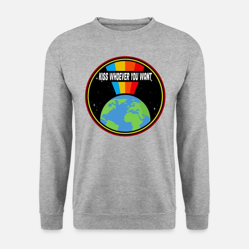 Rainbow Kiss Grafik - Unisex Pullover - Weißgrau meliert