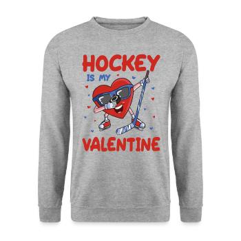 Hockey is my Valentine Dabbing Heart Valentines Da - Unisex Sweatshirt - salt & pepper - Front - Alina (178cm) & Michal (187cm)