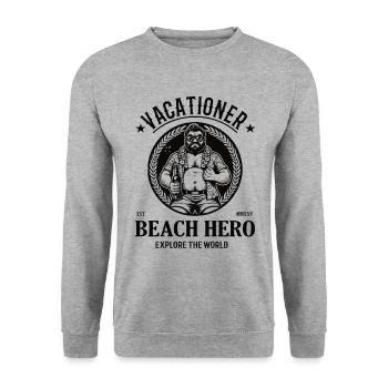 Ulauber and Strand Hero - explore the world - Unisex Sweatshirt - salt & pepper - Front - Alina (178cm) & Michal (187cm)