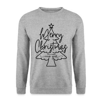 Merry Christmas and a Happy New Year - Unisex Pullover - Weißgrau meliert - Vorne - Alina (178cm) & Michal (187cm)