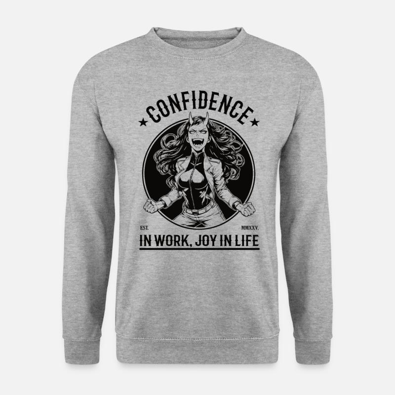 Selbstbewusstsein – Vertrauen & Freude - Unisex Pullover - Weißgrau meliert
