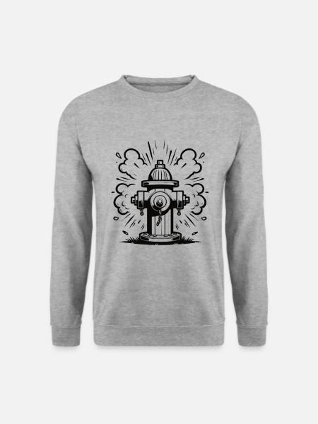 Retro Hydrant – Klassischer Hydranten Design - Unisex Pullover - Weißgrau meliert