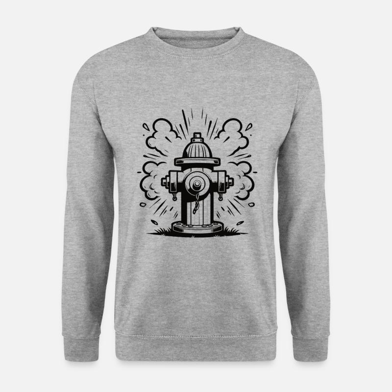 Retro Hydrant – Klassischer Hydranten Design - Unisex Pullover - Weißgrau meliert