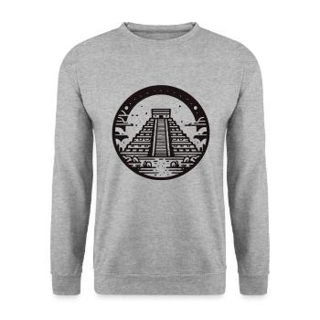 Mystical Mayan Temple – History to Wear - Unisex Sweatshirt - salt & pepper - Front - Alina (178cm) & Michal (187cm)
