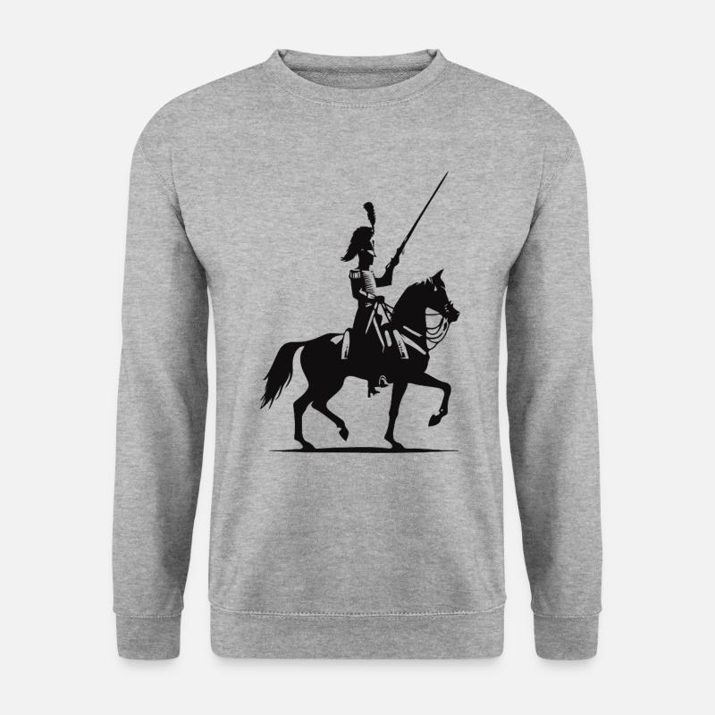 Cooles Husaren Silhouetten Design - Unisex Pullover - Weißgrau meliert