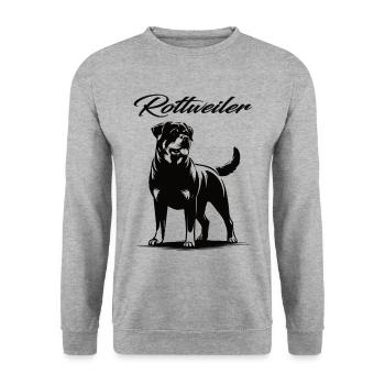 Fier de mon Rottweiler – la force avec le cœur - Sweat-shirt Unisexe - gris chiné - Devant - Alina (178cm) & Michal (187cm)