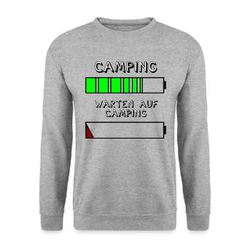 akku camping - Unisex Pullover - Weißgrau meliert - Vorne - Alina (178cm) & Michal (187cm)