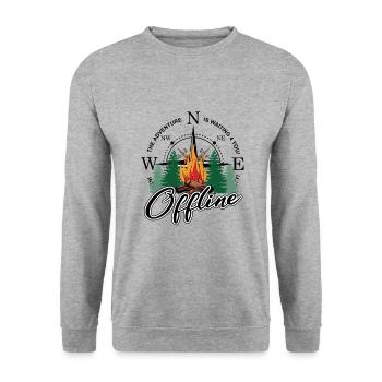 Offline Camping ist für Camper in der wilden Natur - Unisex Pullover - Weißgrau meliert - Vorne - Alina (178cm) & Michal (187cm)