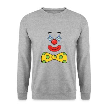 Fasching Karneval Clown Kostüm Stimmung - Unisex Pullover - Weißgrau meliert - Vorne - Alina (178cm) & Michal (187cm)