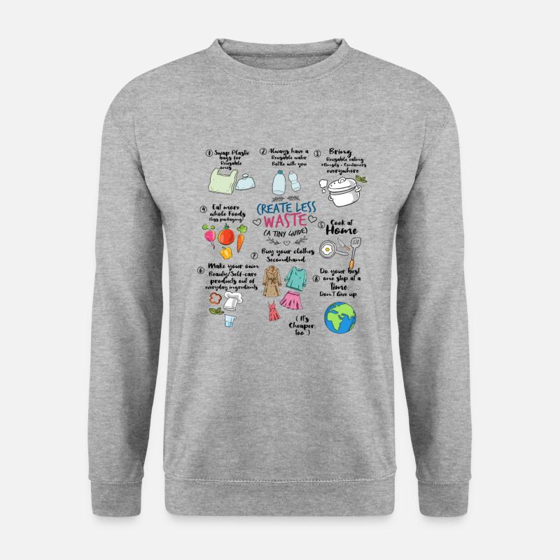 Create less waste Recycling guide - Unisex Pullover - Weißgrau meliert