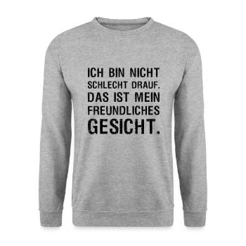 Mein freundliches Gesicht lustige Sprüche - Unisex Pullover - Weißgrau meliert - Vorne - Alina (178cm) & Michal (187cm)