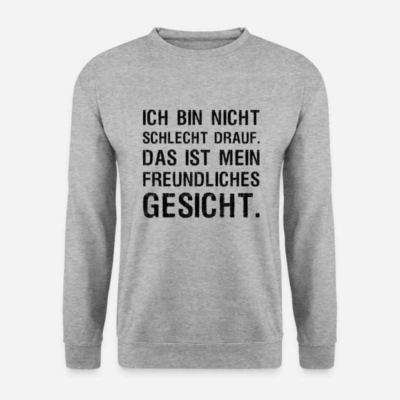 Mein freundliches Gesicht lustige Sprüche - Unisex Pullover - Weißgrau meliert