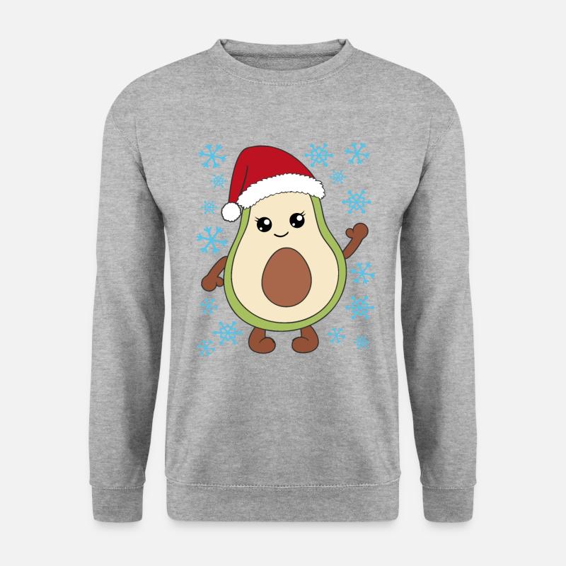 Avocado Weihnachten Geschenk Weihnachtsgeschenk - Unisex Pullover - Weißgrau meliert