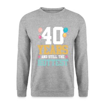 Anniversaire de 40 ans chaud - Sweat-shirt Unisexe - gris chiné - Devant - Alina (178cm) & Michal (187cm)