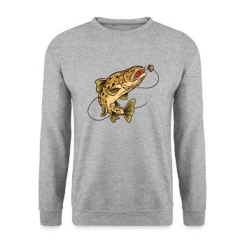 Brown trout fishing trout fishing fishing - Unisex Sweatshirt - salt & pepper - Front - Alina (178cm) & Michal (187cm)