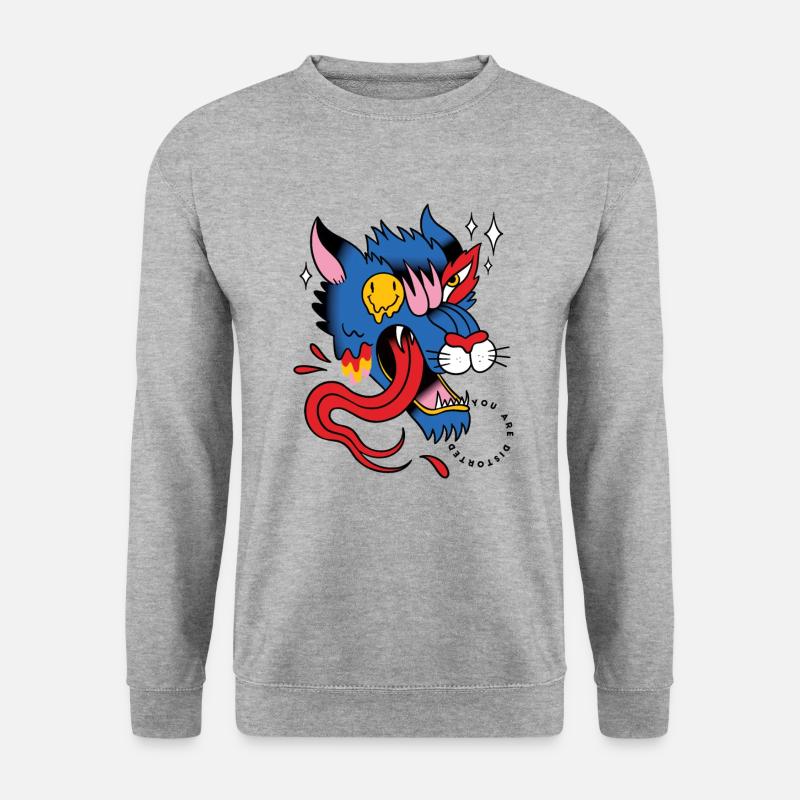 Trippy Wolf Tattoo - Unisex Pullover - Weißgrau meliert