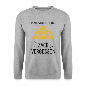 Geil muss ich mir merken - Zack vergessen - Unisex Pullover - Weißgrau meliert - Vorne - Alina (178cm) & Michal (187cm)