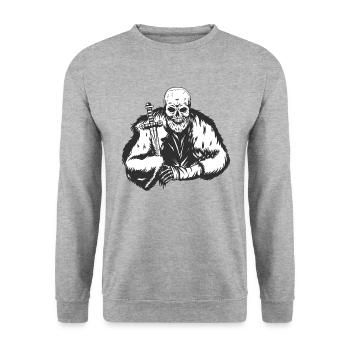 Wikingerskelett Odin Vikings Mythos Viking Celtic - Unisex Pullover - Weißgrau meliert - Vorne - Alina (178cm) & Michal (187cm)
