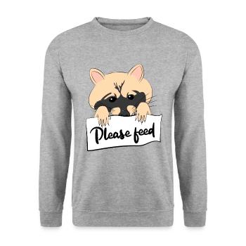 Lustige Waschbär Sprüche Retro Waschbären Raccoon - Unisex Pullover - Weißgrau meliert - Vorne - Alina (178cm) & Michal (187cm)