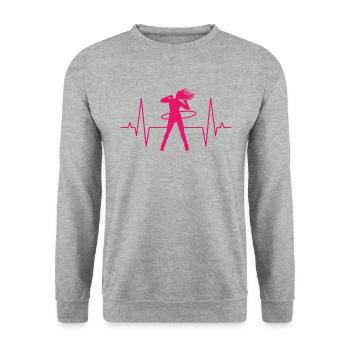 Hula Reifen Hullern Hoop Fitness Geschenk Damen - Unisex Pullover - Weißgrau meliert - Vorne - Alina (178cm) & Michal (187cm)