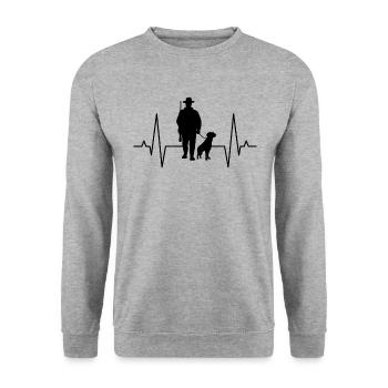 Hunter Hunting Forester Hunting Dog ECG Line Gift - Unisex Sweatshirt - salt & pepper - Front - Alina (178cm) & Michal (187cm)