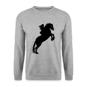 Riding horse show jumping horses riders - Unisex Sweatshirt - salt & pepper - Front - Alina (178cm) & Michal (187cm)
