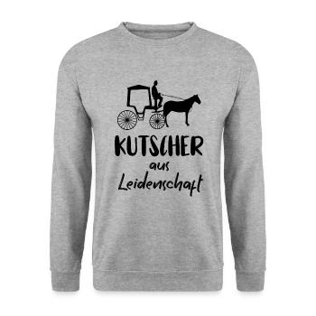Kutscher Kutsche Pferdekutscher Kutschieren - Unisex Pullover - Weißgrau meliert - Vorne - Alina (178cm) & Michal (187cm)
