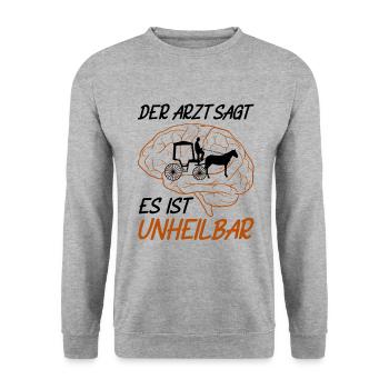 Kutscher Kutsche Pferdekutscher Kutschieren - Unisex Pullover - Weißgrau meliert - Vorne - Alina (178cm) & Michal (187cm)