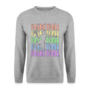 Basketteur basket-ball vintage - Sweat-shirt Unisexe - gris chiné - Devant - Alina (178cm) & Michal (187cm)