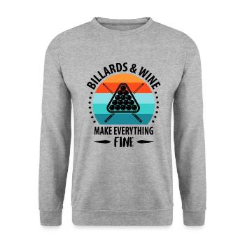 Pool Billiards Queue Billiards Player Retro Vintage - Unisex Sweatshirt - salt & pepper - Front - Alina (178cm) & Michal (187cm)