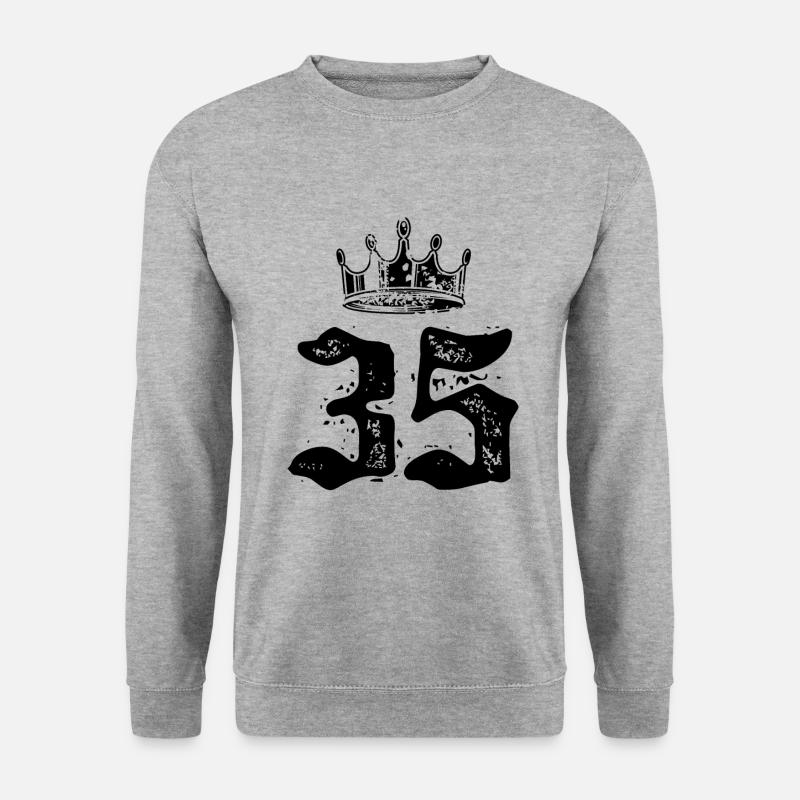 35 Zahl Krone - Unisex Pullover - Weißgrau meliert