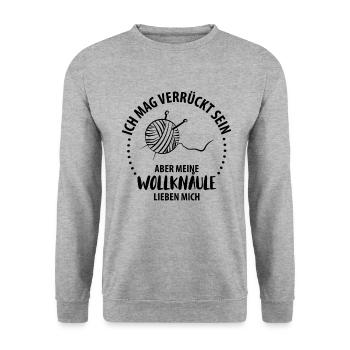 Wolle Stricken Wollknäuel - Unisex Pullover - Weißgrau meliert - Vorne - Alina (178cm) & Michal (187cm)