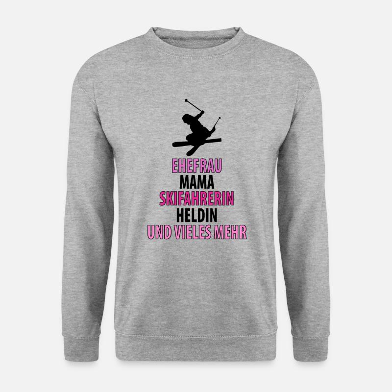 Ski Skifahren Skifahrerin Skiurlaub Skier Damen - Unisex Pullover - Weißgrau meliert