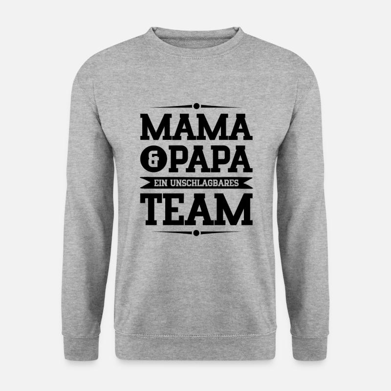 mama und papa team - Unisex Pullover - Weißgrau meliert