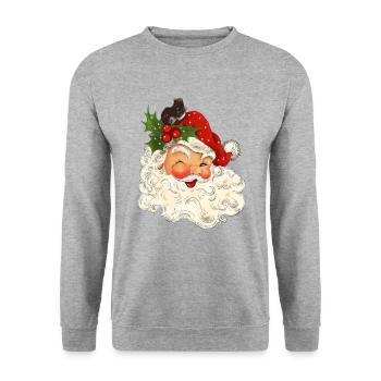 Noël Joyeux Noël Vintage Père Noël - Sweat-shirt Unisexe - gris chiné - Devant - Alina (178cm) & Michal (187cm)