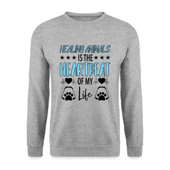 Tierarzt Haustier Tierpfleger Tierarzthelfer - Unisex Pullover - Weißgrau meliert - Vorne - Alina (178cm) & Michal (187cm)