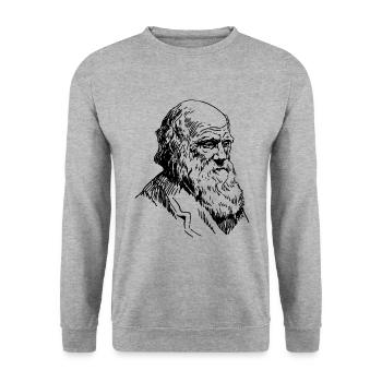 Portrait of Darwin Biology Theory of Evolution - Unisex Sweatshirt - salt & pepper - Front - Alina (178cm) & Michal (187cm)