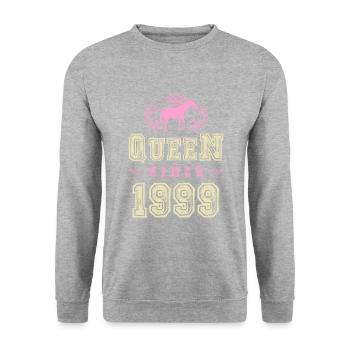 1999 Reine Licorne - Sweat-shirt Unisexe - gris chiné - Devant - Alina (178cm) & Michal (187cm)