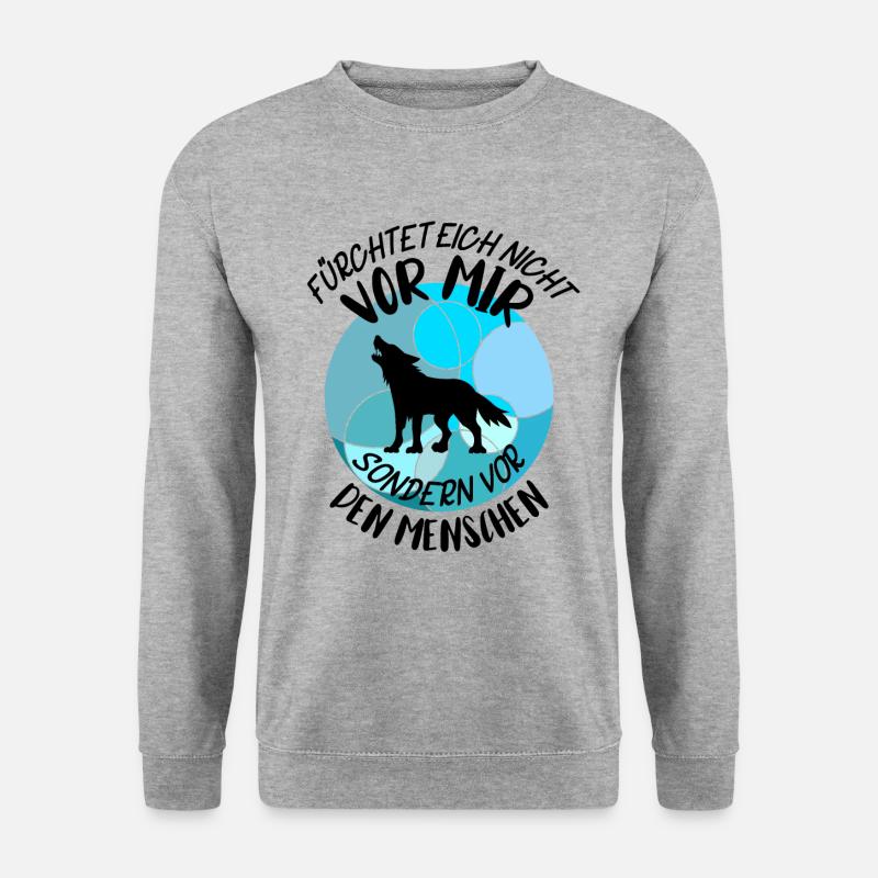 Wolf Wölfe Wolfsrudel - Unisex Pullover - Weißgrau meliert
