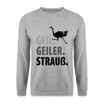 Strauß Ostrich Vogel Strauß Ornithologie - Unisex Pullover - Weißgrau meliert - Vorne - Alina (178cm) & Michal (187cm)